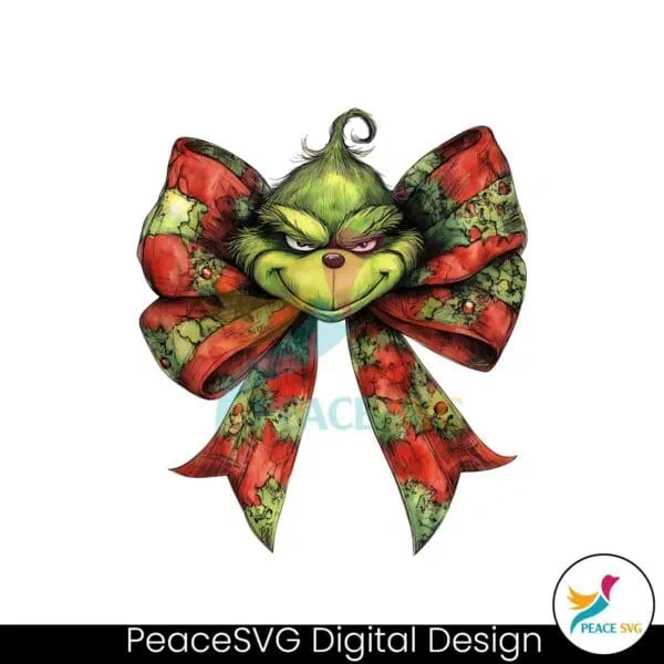 retro-christmas-coquette-grinch-head-bow-png