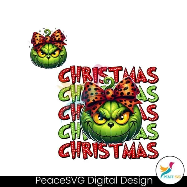 glitter-grinch-pumpkin-leopard-coquette-bow-png