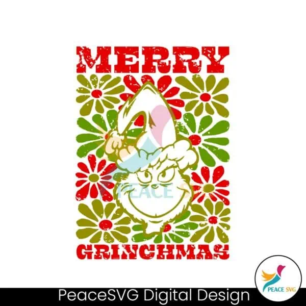 retro-vintage-floral-merry-grinchmas-gricnh-head-svg