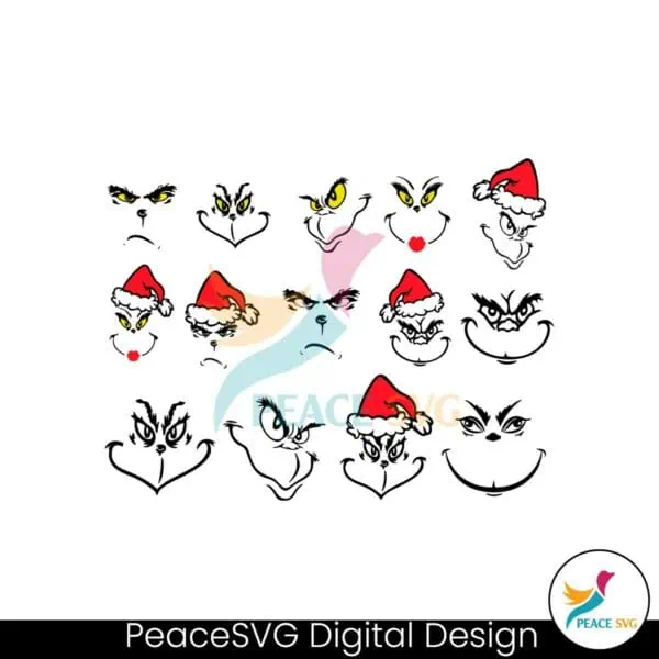 grinch-face-outline-santa-hat-svg-bundle