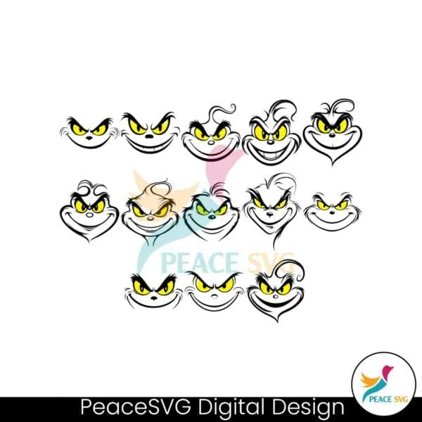 grinch-smiley-face-outline-svg-bundle