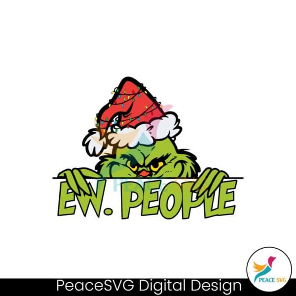 retro-funny-ew-people-grinchmas-santa-hat-christmas-light-svg