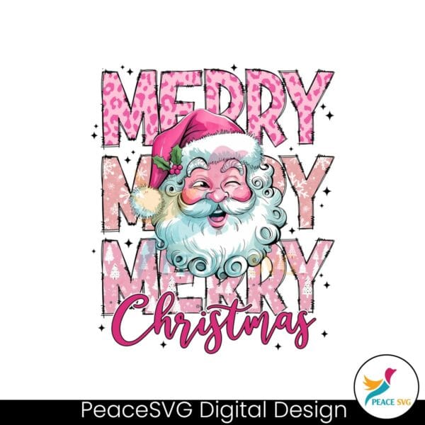 retro-water-color-pink-santa-claus-merry-christmas-png