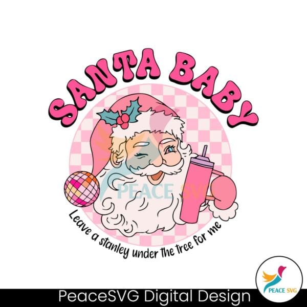 retro-groovy-pink-santa-baby-checkered-svg