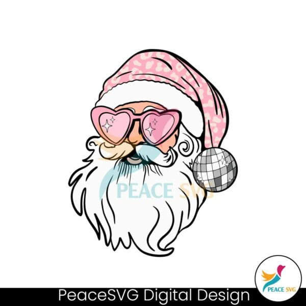 retro-pink-santa-claus-leopard-santa-hat-sunglasses-svg