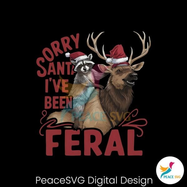 sorry-santa-ive-been-feral-funny-raccoon-christmas-reindeer-santa-hat-png