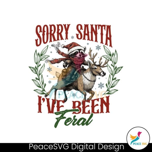 retro-vintage-christmas-raccoon-ride-reindeer-sorry-santa-png