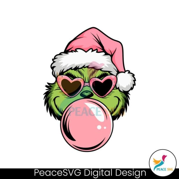 pink-christmas-grinch-blowing-bubble-heart-sunglasses-svg