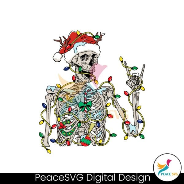 dead-in-side-skeleton-christmas-light-santa-hat-svg