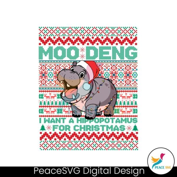 christmas-moo-deng-funny-hippo-ugly-christmas-sweater-svg