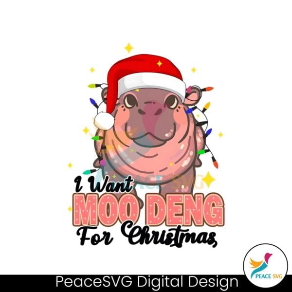 i-want-moo-deng-for-christmas-santa-hat-christmas-light-png