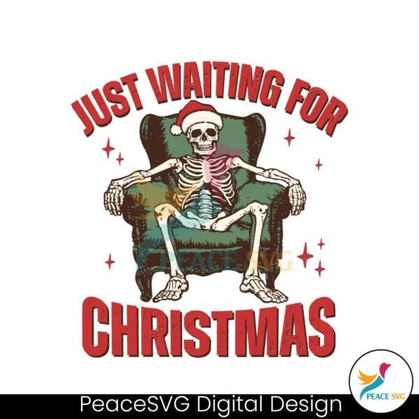 retro-just-waiting-for-christmas-skeleton-santa-hat-svg