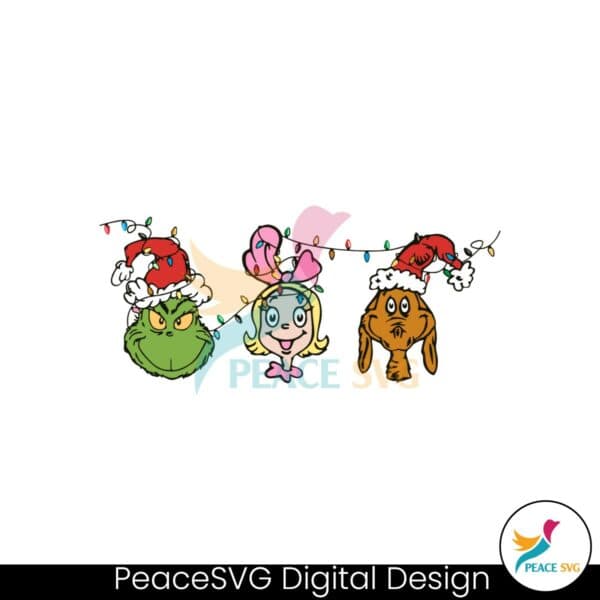 funny-the-grinch-characters-christmas-light-santa-hat-svg