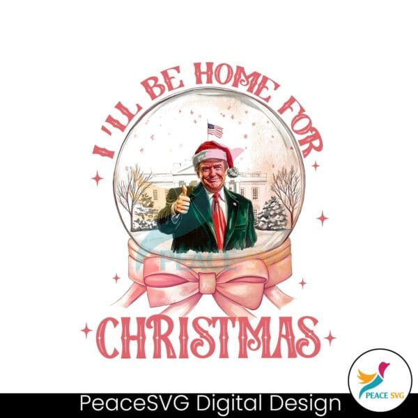 pink-christmas-snowglobe-trump-will-be-home-for-christmas-png