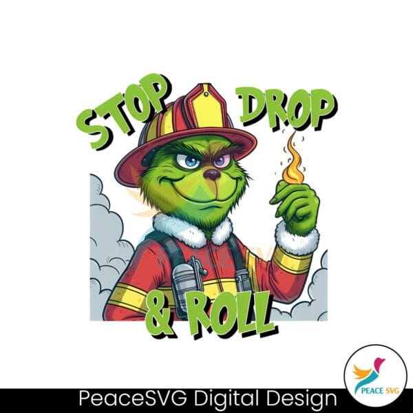 stop-drop-and-roll-grinch-christmas-fireman-png