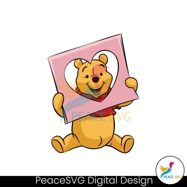 winnie-the-pooh-pink-frame-heart-valentine-svg