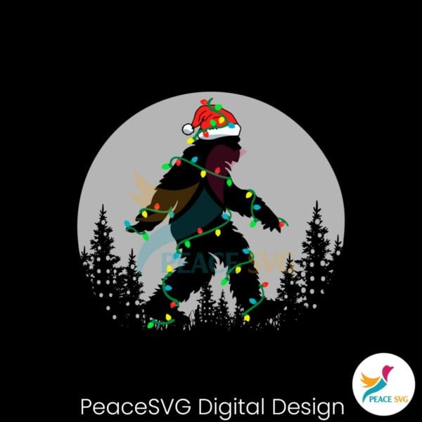 bigfoot-santa-hat-christmas-lights-silhouette-svg