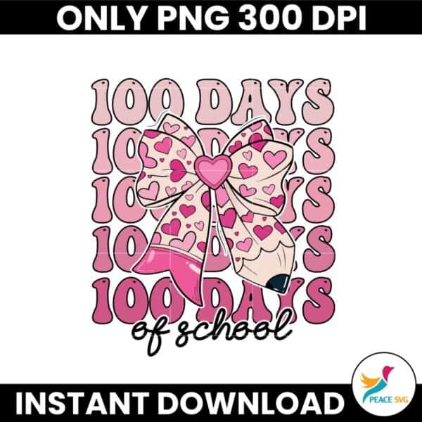 100 Days Of School Coquette Bow Pencil Png