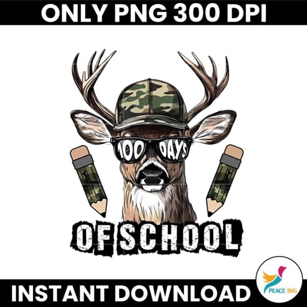 Bucked 100 Days of School Deer Hunting Camo Pencil Png