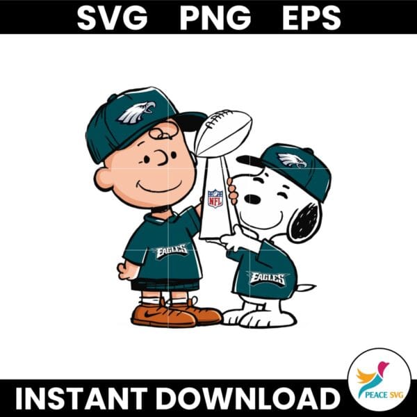 Charlie Brown And Snoopy Eagles Champions SVG