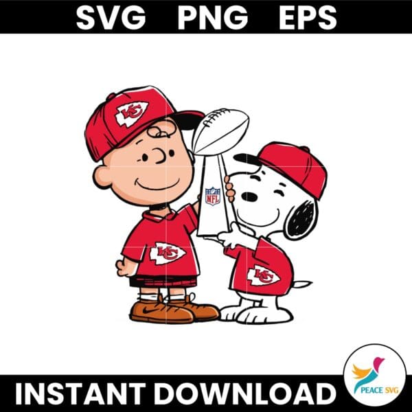 Charlie Brown And Snoopy KC Chiefs Champions SVG