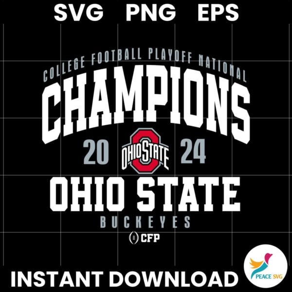 College Football National Champions 2024 Ohio State Football SVG