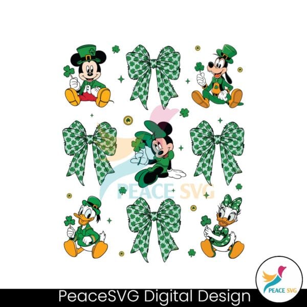 Coquette Bow Clover Mouse And Friend St Patricks Day Png