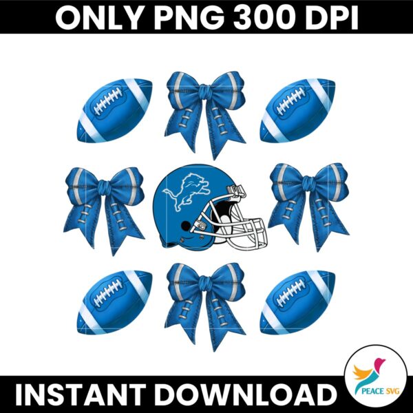 Coquette Bow Football Detroit Lions Helmet Hat PNG