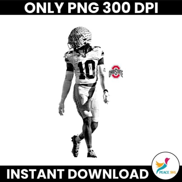 Denzel Burke 10 Portrait Ohio State Buckeyes Football PNG