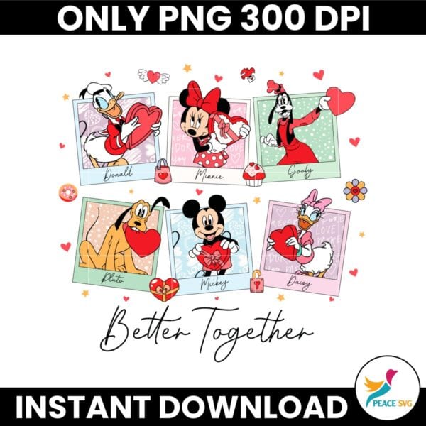 Funny Valentine Cartoon Character Mouse and Friends Png