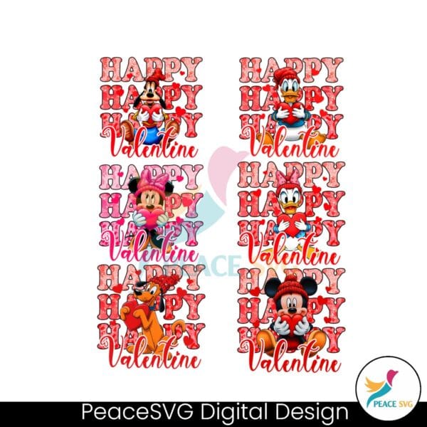 Glitter Happy Valentine Mickey Friends Bundle PNG