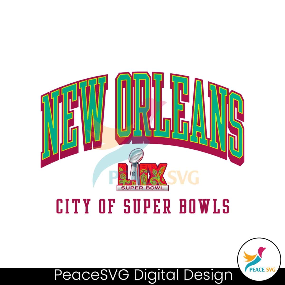 Retro New Orleans City Of Super Bowls 2025 PNG » PeaceSVG