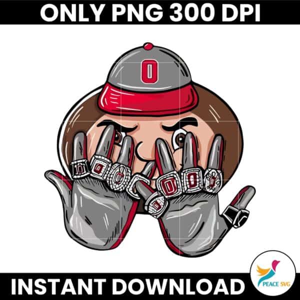 Ohio State Buckeyes Football Mascot 9 Rings PNG