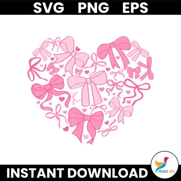 Pink Coquette Bow Valentine Heart Love Girls Svg