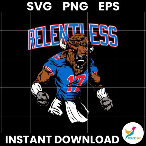 Relentless Buffalo Bills Josh Allen Bill Mascot 17 SVG