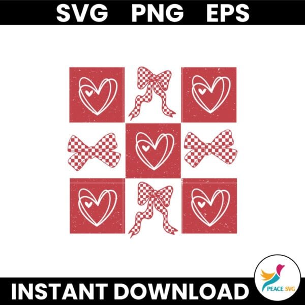 Retro Checkered Valentines Coquette Heart Svg