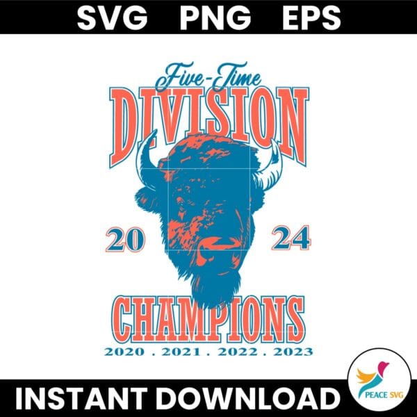 Retro Vintage 2024 Buffalo Bills Five Time Division Champions SVG