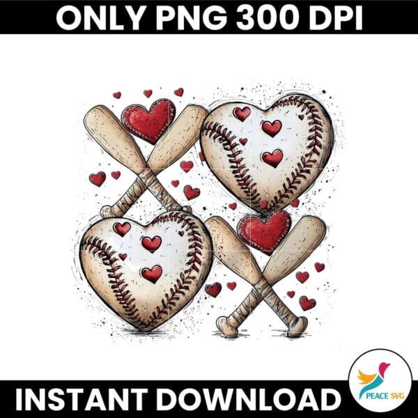 Retro Xoxo Baseball Lover Valentines Day PNG