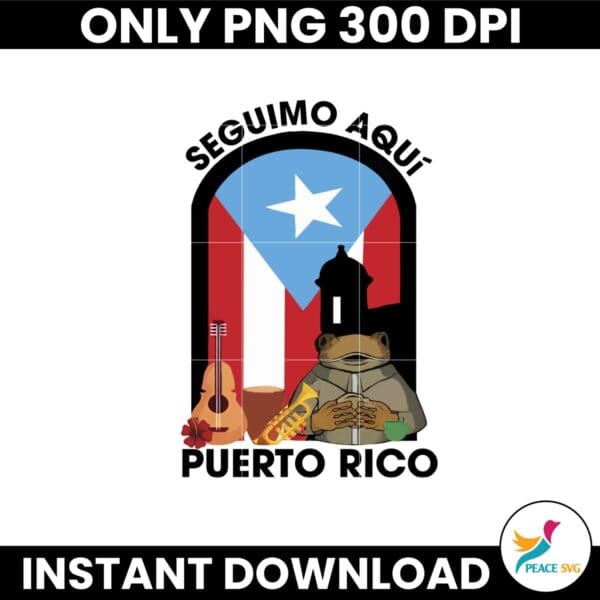 Seguimo Aqui Puerto Rico Flag Frog Concho DtMF Png