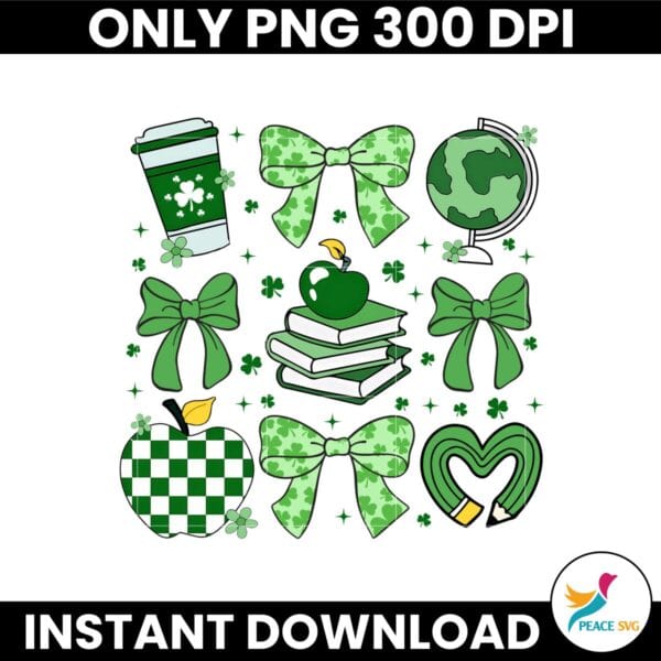 Teacher Gift St Patrick Teacher Coquette Bow PNG