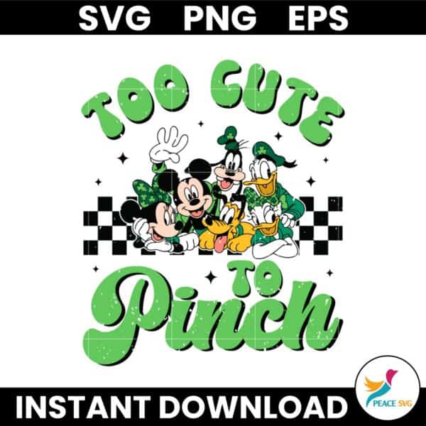 Too Cute To Pinch Mouse And Friends St Patricks Day Svg