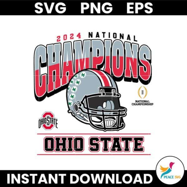 Vintage 2024 National Champions Ohio State Football Helmet SVG