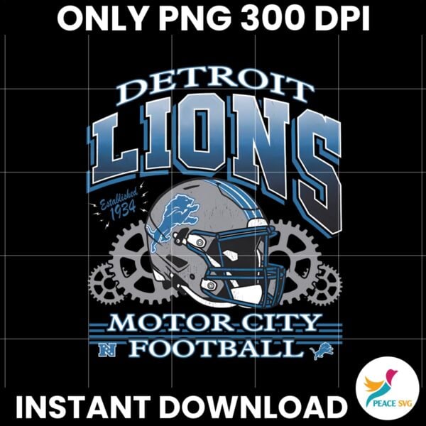 Vintage Logo Detroit Lions Motor City Football Helmet PNG