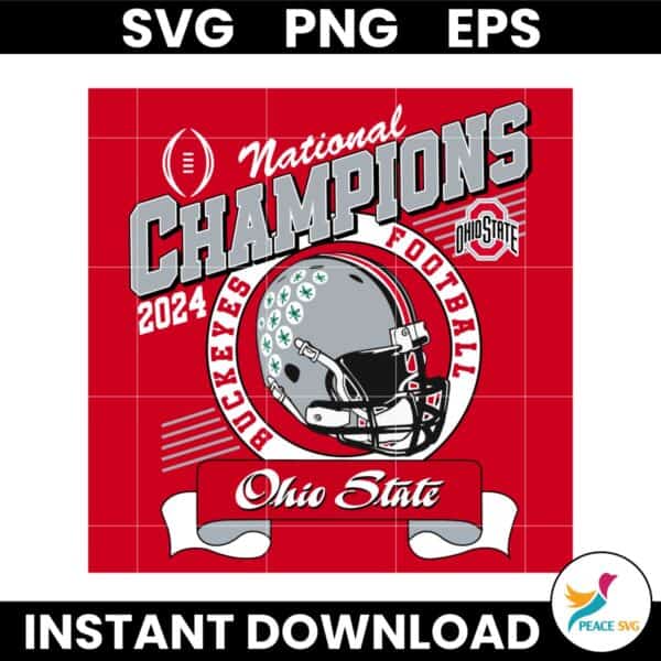 Vintage National Champion 2024 Buckeyes Football Ohio State SVG