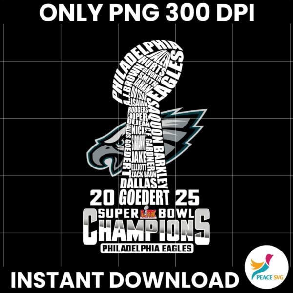 2025 LIX Super Bowl Champions Philadelphia Eagles NFL Trophy PNG