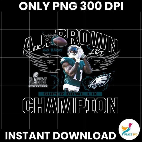 A.J. Brown Black Philadelphia Eagles Super Bowl LIX Champions PNG