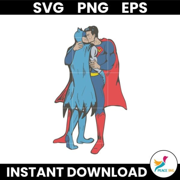 Batman Superman Kissing Funny Meme Gay Pride SVG