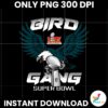 Bird Gang Eagle Mascot Holding The Trophy Super Bowl LIX PNG