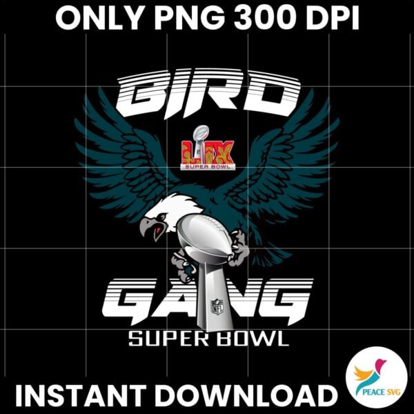 Bird Gang Eagle Mascot Holding The Trophy Super Bowl LIX PNG