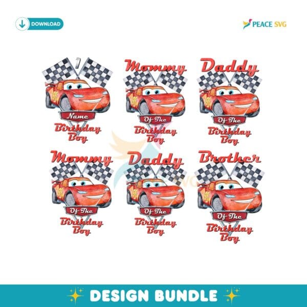 Birthday Boy Lightning McQueen Disney Family Png Bundle